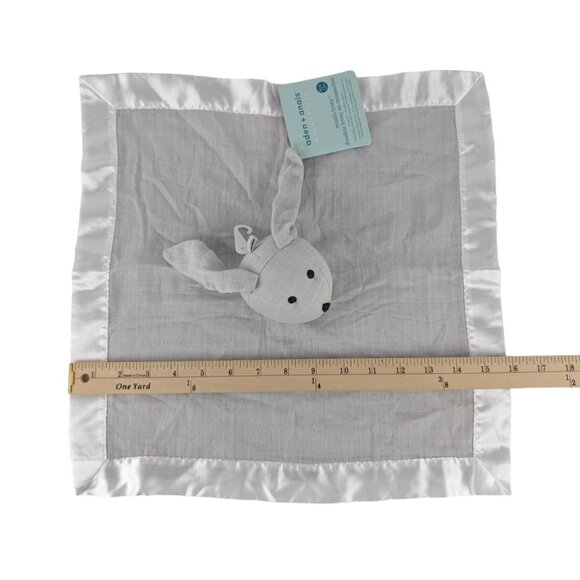Aden+Anais Bunny Rabbit Lovey Gray Muslin Baby Security Blanket Satin Trim NWT - Picture 4 of 7